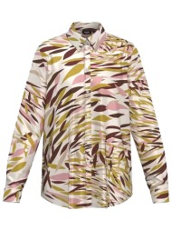 marella emme πουκαμισο biagio με οψη σατεν εμπριμε εκρου