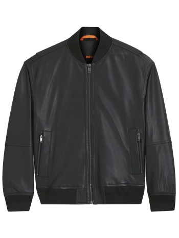 boss casual μπουφαν δερμα bomber jobrice μαυρο