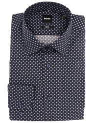 boss πουκαμισο μικροσχεδιο slim fit stretch h-hank-kent-c1-214 μπλε