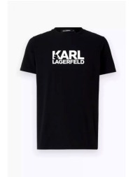karl lagerfeld t-shirt crew neck logo μαυρο