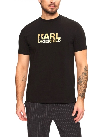 karl lagerfeld t-shirt crew neck gold logo μαυρο σε προσφορά