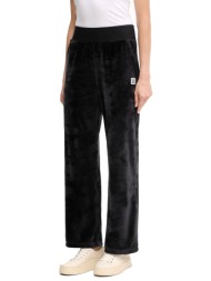 hugo παντελονι φορμα velvet long pant logo μαυρο