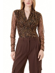 dkny μπλουζα v-neck λεοπαρ