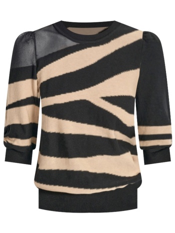 dkny πλεκτο crewneck μαυρο-μπεζ σε προσφορά