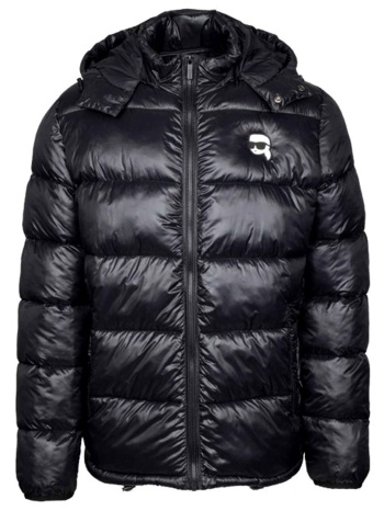 karl lagerfeld μπουφαν φουσκωτο κουκουλα logo μαυρο σε προσφορά