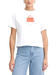 karl lagerfeld t-shirt oversized signature bag logo λευκο