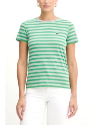karl lagerfeld t-shirt regular fit ikon stripe logo γκρι-πρασινο