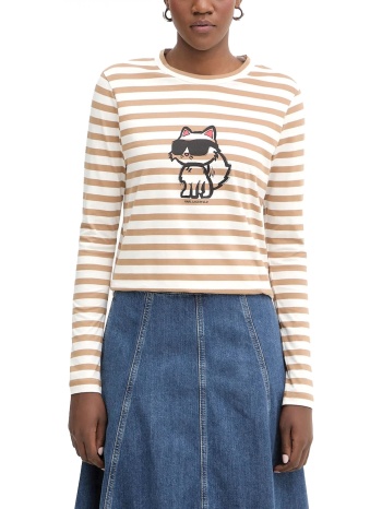 karl lagerfeld t-shirt regular fit ikon print stripe lslv