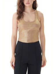 karl lagerfeld tank top slim fit coated ribbed logo χρυσο