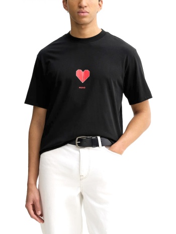 hugo t-shirt dalentin logo μαυρο