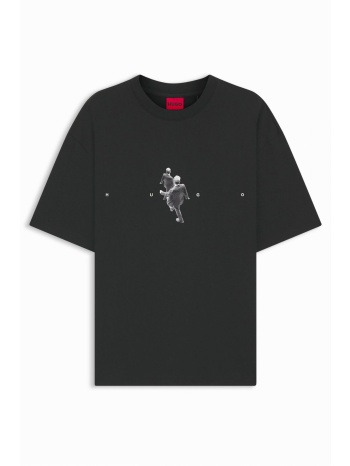 hugo t-shirt dollo logo μαυρο
