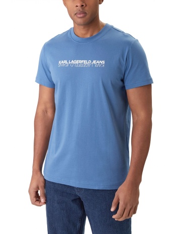 karl lagerfeld jeans t-shirt slim fit ss reflection tee μπλε