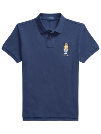 ralph lauren polo custom slim fit logo bear μπλε