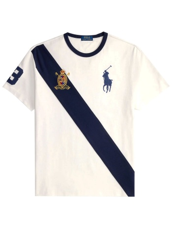 ralph lauren t-shirt classic fit big pony logo λευκο-μπλε