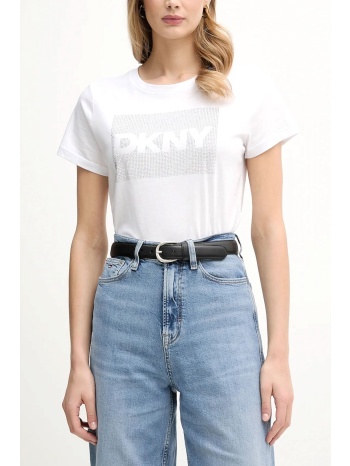 dkny t-shirt crew neck logo στρας λευκο