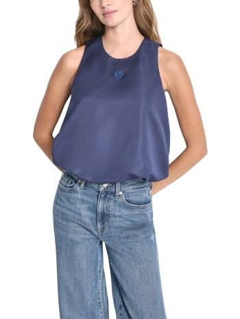 dkny top crew neck λαστιχο κατω logo μπλε