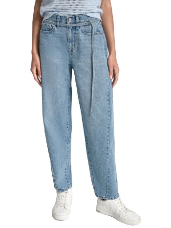 dkny παντελονι jeans mid rise barrel leg αποσπωμενη ζωνη