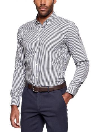 boss πουκαμισο button down ριγε slim fit stretch