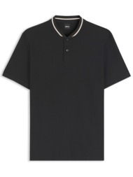 boss t-shirt half button c-pratt 40 μαυρο