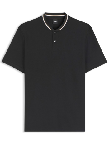 boss t-shirt half button c-pratt 40 μαυρο