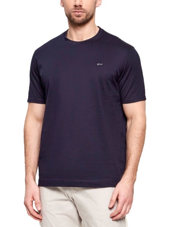 paul&shark t-shirt crew neck metallic logo μπλε