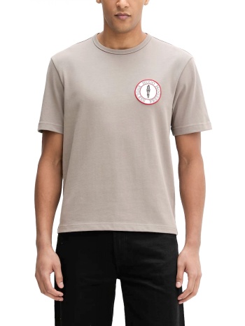 hugo t-shirt dobul logo snake γκρι-καφε
