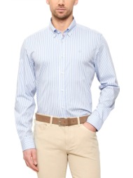 boss πουκαμισο ριγε button down regular fit stretch h-liam-bd-e-c1-261 σιελ-λευκο