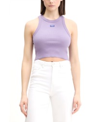 hugo blue tank top cropped baby tank_b logo μωβ