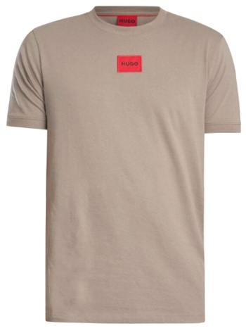 hugo t-shirt diragolino212 logo γκρι-καφε