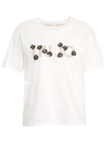 liu-jo t-shirt logo στρας λευκο