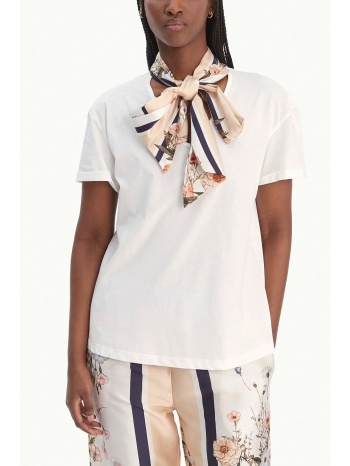 liu-jo t-shirt v-neck φουλαρι εκρου