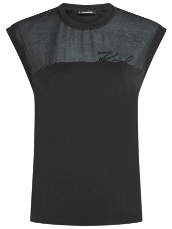 karl lagerfeld t-shirt signature regular fit logo μαυρο