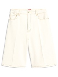 hugo βερμουδα jeans wide fit high rise μπεζ