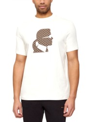 karl lagerfeld t-shirt crew neck big logo υπολευκο