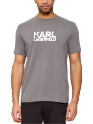 karl lagerfeld t-shirt crew neck logo γκρι