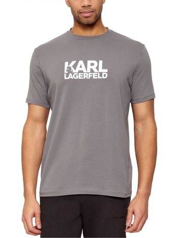 karl lagerfeld t-shirt crew neck logo γκρι