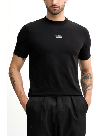 karl lagerfeld t-shirt crew neck gold logo μαυρο