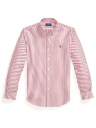 ralph lauren πουκαμισο ριγε button down custom fit κοκκινο-λευκο