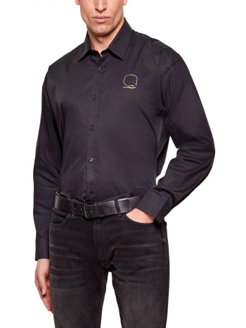 karl lagerfeld πουκαμισο loose fit gold logo μαυρο