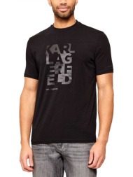 karl lagerfeld t-shirt crew neck logo μαυρο