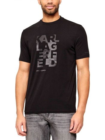 karl lagerfeld t-shirt crew neck logo μαυρο