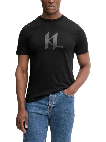 karl lagerfeld t-shirt crew neck logo μαυρο