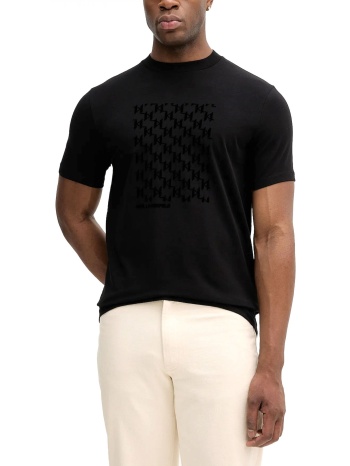 karl lagerfeld t-shirt crew neck logo μαυρο