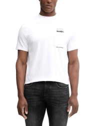 karl lagerfeld t-shirt crew neck logo pocket λευκο