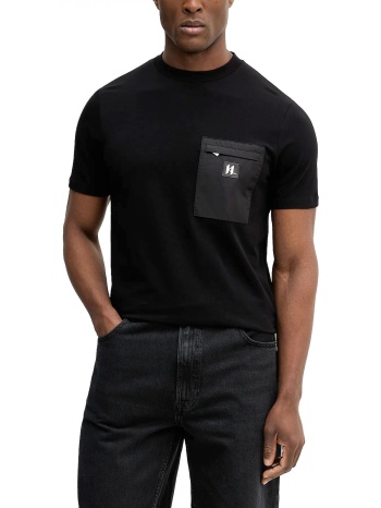 karl lagerfeld t-shirt logo pocket zip μαυρο