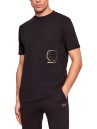 karl lagerfeld t-shirt crew neck logo μαυρο