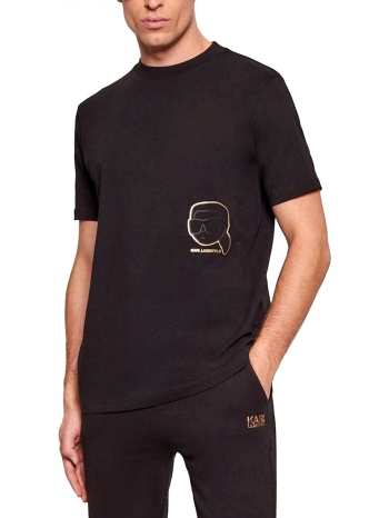 karl lagerfeld t-shirt crew neck logo μαυρο
