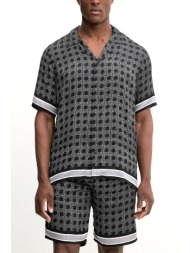 karl lagerfeld πουκαμισο all over logo μαυρο-λευκο