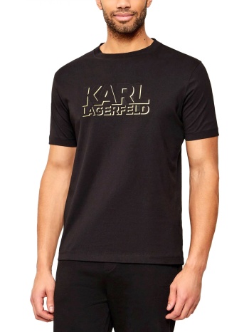 karl lagerfeld t-shirt crew neck gold logo μαυρο