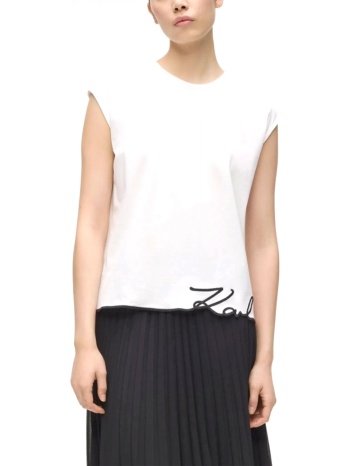 karl lagerfeld tank top signature hem logo εκρου